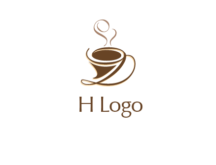 fancy abstract coffee cup with steam beverage logo