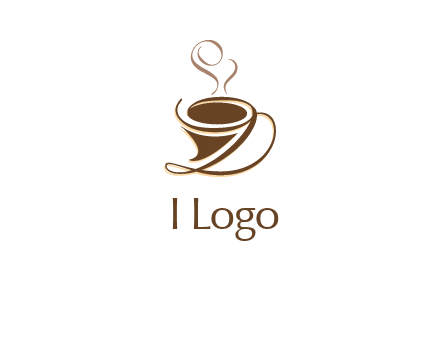 fancy abstract coffee cup with steam beverage logo