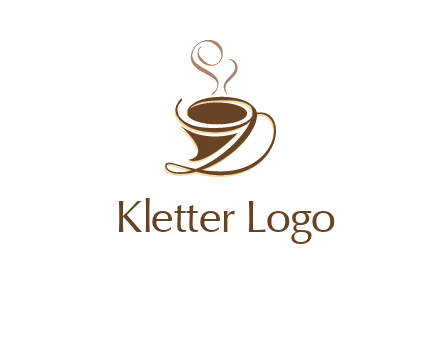 fancy abstract coffee cup with steam beverage logo