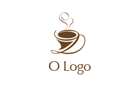 fancy abstract coffee cup with steam beverage logo