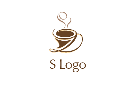 fancy abstract coffee cup with steam beverage logo