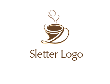 fancy abstract coffee cup with steam beverage logo