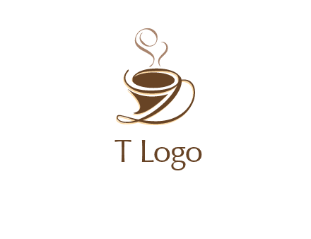 fancy abstract coffee cup with steam beverage logo