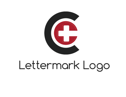 medical symbol inside the circle with letter c logo