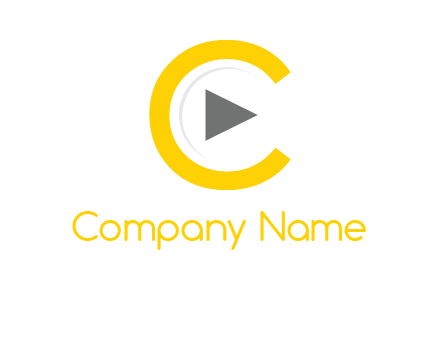 play button inside the letter c logo