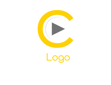 play button inside the letter c logo