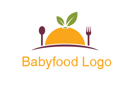 fork and spoon on side of half orange with leaves restaurant logo