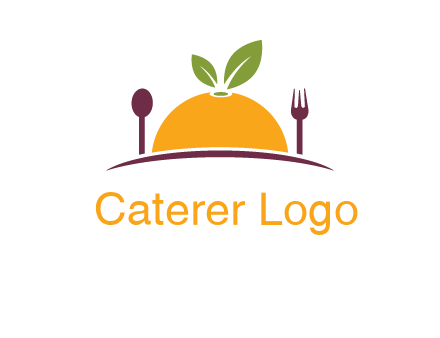 fork and spoon on side of half orange with leaves restaurant logo