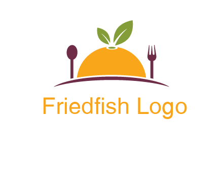 fork and spoon on side of half orange with leaves restaurant logo