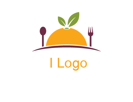 fork and spoon on side of half orange with leaves restaurant logo