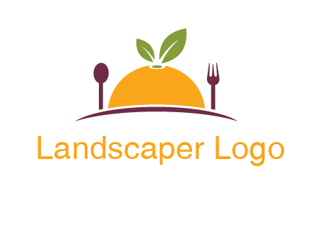 fork and spoon on side of half orange with leaves restaurant logo