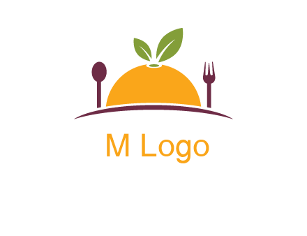 fork and spoon on side of half orange with leaves restaurant logo