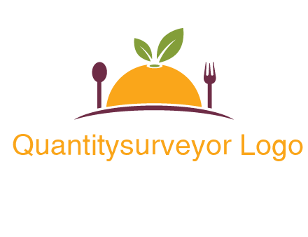 fork and spoon on side of half orange with leaves restaurant logo