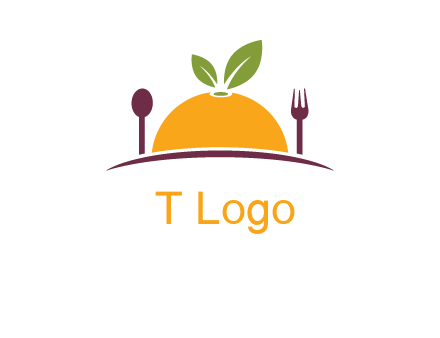 fork and spoon on side of half orange with leaves restaurant logo