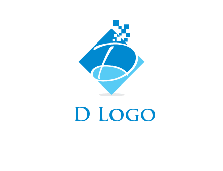 letter d inside the rhombus shape with technology squares logo