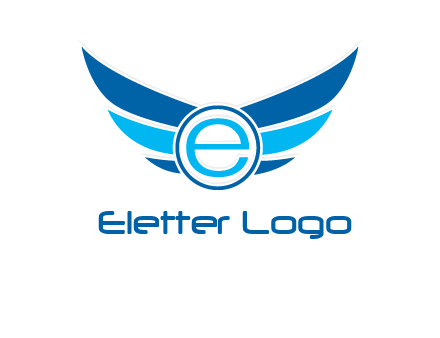 letter e inside the circle with wings logo