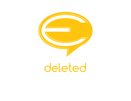 letter e inside the speech bubble logo