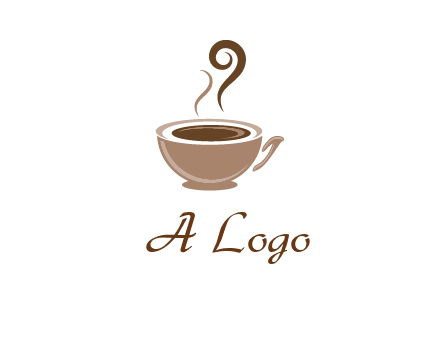 fancy coffee cup with steam beverage logo