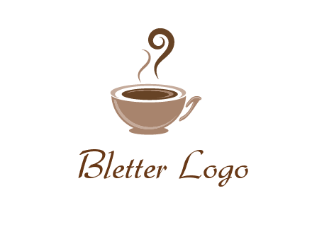 fancy coffee cup with steam beverage logo