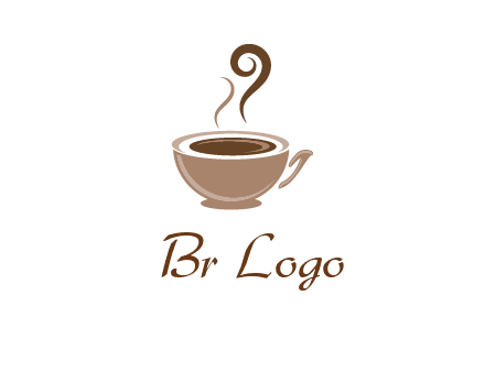 fancy coffee cup with steam beverage logo