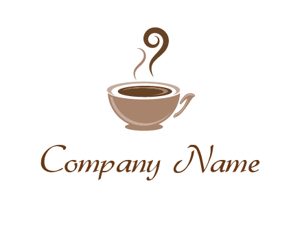 fancy coffee cup with steam beverage logo