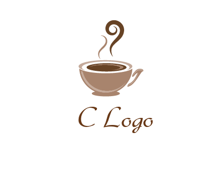 fancy coffee cup with steam beverage logo