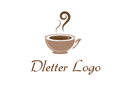 fancy coffee cup with steam beverage logo