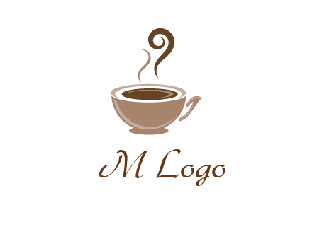 fancy coffee cup with steam beverage logo