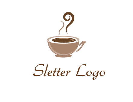 fancy coffee cup with steam beverage logo