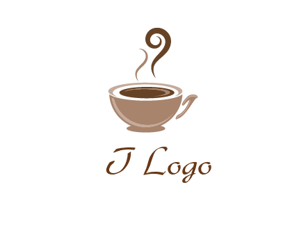 fancy coffee cup with steam beverage logo