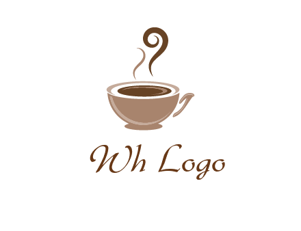 fancy coffee cup with steam beverage logo