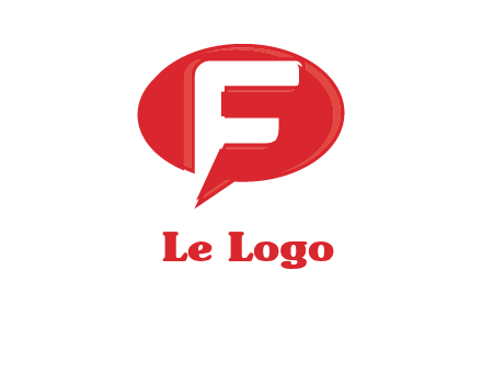 letter f inside the speech bubble logo