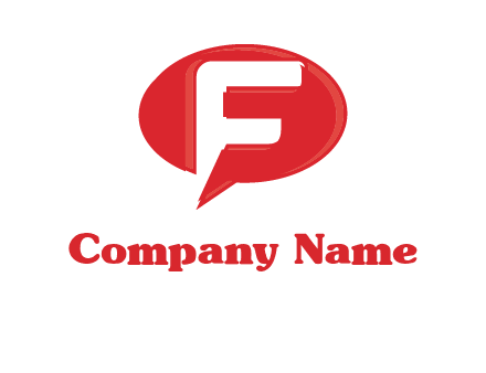 letter f inside the speech bubble logo