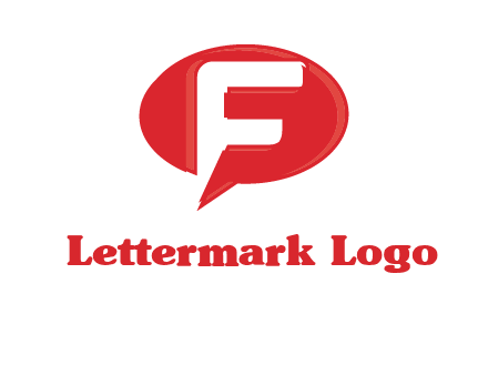 letter f inside the speech bubble logo