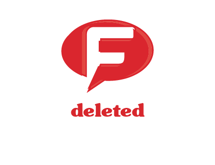 letter f inside the speech bubble logo