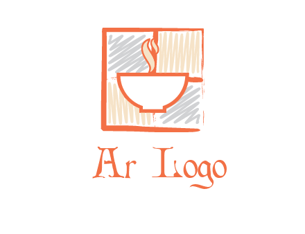 hot bowl in paint effect squares food logo