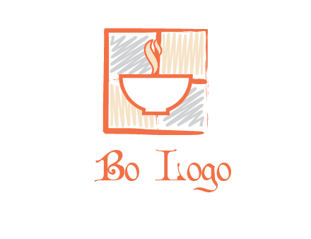 hot bowl in paint effect squares food logo