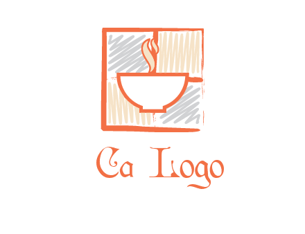 hot bowl in paint effect squares food logo