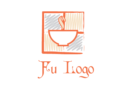 hot bowl in paint effect squares food logo