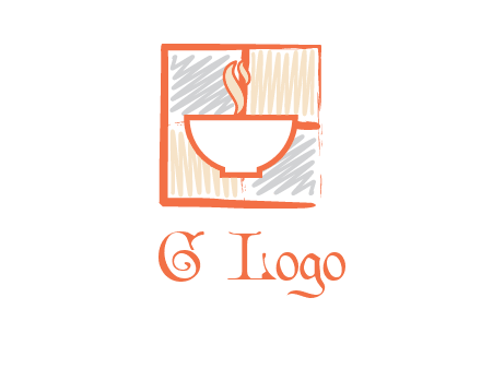 hot bowl in paint effect squares food logo