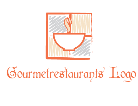 hot bowl in paint effect squares food logo