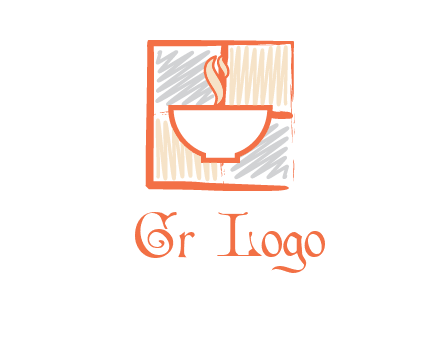 hot bowl in paint effect squares food logo