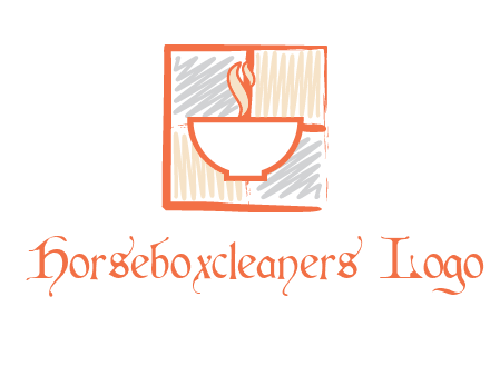 hot bowl in paint effect squares food logo