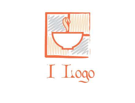 hot bowl in paint effect squares food logo