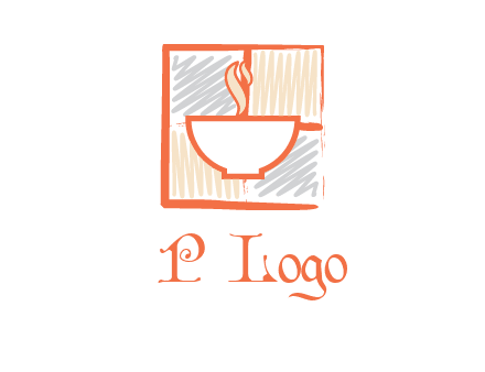 hot bowl in paint effect squares food logo