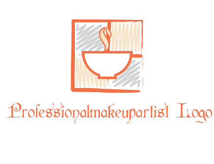 hot bowl in paint effect squares food logo