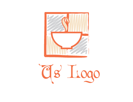 hot bowl in paint effect squares food logo