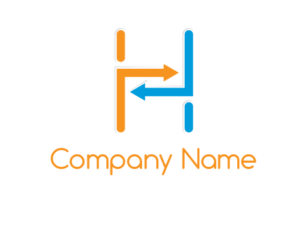 arrow creating letter h logo
