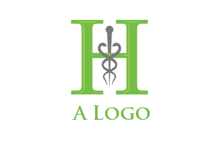 medical sign between the letter h logo