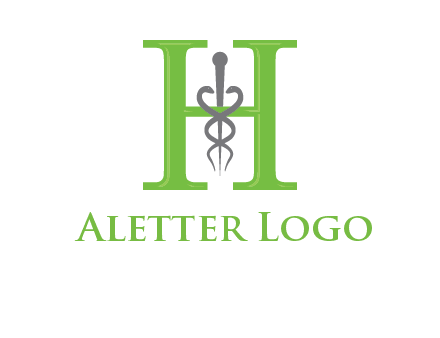 medical sign between the letter h logo